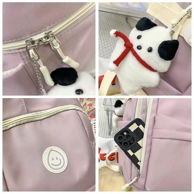 Alt view image 5 of 5 - Preppy Backpack with Cute Pendant Women Smile Face Laptop Backpack Kawaii Lightweight Aesthetic College Backpack (Black,One Size)