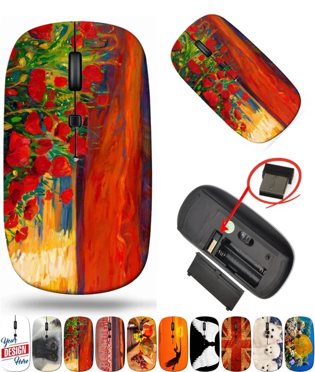 Main image of maizi Wireless Mouse Cute for PC Computer Chromebook Notebook, Wireless Mice Cute Image ID: 15209788 Original Oil Painting 2.4G USB Receiver Portable Printed in USA