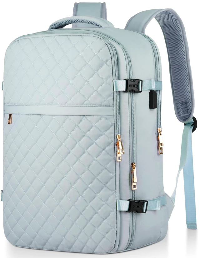 Main image of MOMUVO Large Travel Backpack Women, Flight Approved Carry On Backpack, Water Resistant Anti-Theft Large Casual Daypack Fit 17 Inch Laptop with USB Charging Port, Blue