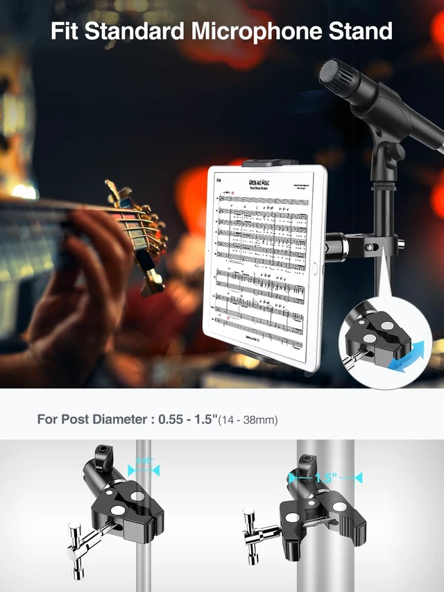 Alt view image 5 of 5 - elitehood Metal iPad Holder for Mic Stand, Adjustable Tablet Holder for Mic