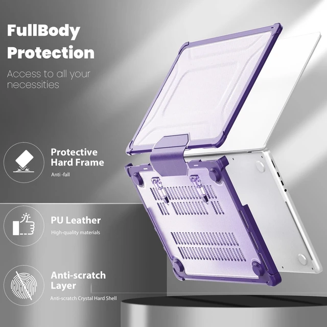 Alt view image 4 of 5 - Rugged Case for MacBook Pro 14 inch M5 2026-2021 M4 M3 M2 M1 Pro Max,Purple