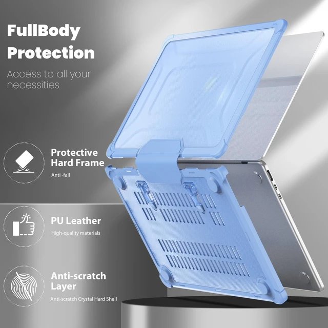 Alt view image 3 of 5 - Rugged Case for MacBook Air 13 inch 2022-2018 M1 A2337 A2179 A1932, SkyBlue