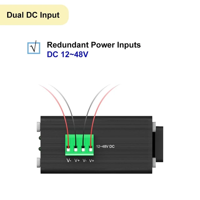 Alt view image 5 of 5 - Industrial 5-Port Managed Gigabit PoE Switch, Support DC12V-48V to DC48V PoE, Rugged Metal Housing, 4PoE Ports (802.3af/at) 30W Each, 120W Total, DIN-Rail Mount, Support QoS & VLAN, for RV/CCTV.