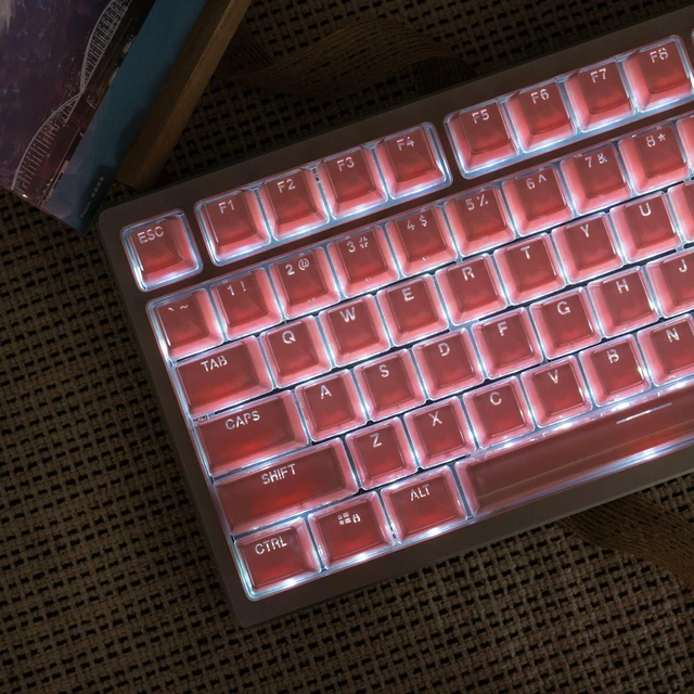 Alt view image 2 of 5 - mintcaps Crystal Jelly Keycaps, Translucent Keycaps 123Keys Set Custom KeyCap Set OEM Profile, Keyboard Key Caps for 100%,75%,65%60% Keyboard-Pink