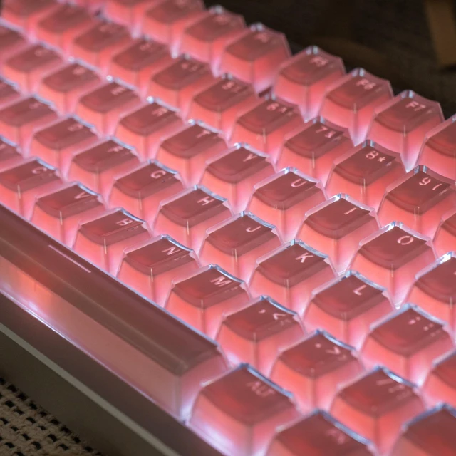 Alt view image 3 of 5 - mintcaps Crystal Jelly Keycaps, Translucent Keycaps 123Keys Set Custom KeyCap Set OEM Profile, Keyboard Key Caps for 100%,75%,65%60% Keyboard-Pink