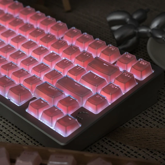 Alt view image 4 of 5 - mintcaps Crystal Jelly Keycaps, Translucent Keycaps 123Keys Set Custom KeyCap Set OEM Profile, Keyboard Key Caps for 100%,75%,65%60% Keyboard-Pink