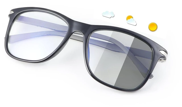 Main image of MIRYEA Spring Hinge Photochromic Gray Sunglasses Blue Light Blocking Glasses for Men Women Day Night Gaming TV Phones Computer Eyeglasses UV400 Protection Anti Glare Lightweight TR90 Full Rim Eyewear