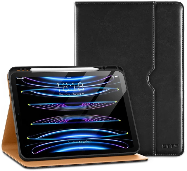 Main image of DTTO for iPad Pro 12.9 6th / 5th / 4th / 3rd Generation Case 2022/2021/2020/2018, Premium Leather Folio Stand Cover with Built-in Apple Pencil Holder -Auto Wake/Sleep and Multi Viewing Angles,Black