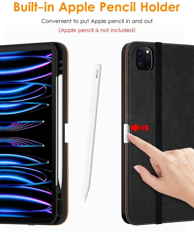 Alt view image 5 of 5 - DTTO for iPad Pro 12.9 6th / 5th / 4th / 3rd Generation Case 2022/2021/2020/2018, Premium Leather Folio Stand Cover with Built-in Apple Pencil Holder -Auto Wake/Sleep and Multi Viewing Angles,Black