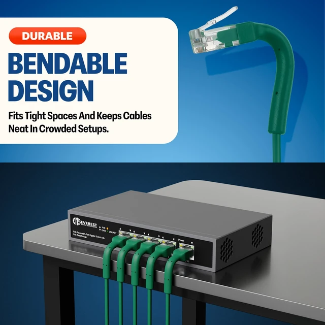 Alt view image 2 of 5 - Everest Ultra Slim Cat6a Ethernet Patch Cables 10ft (24-Pack) Green