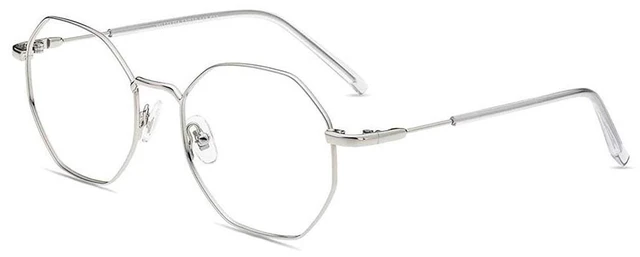 Main image of Firmoo Polygon Blue Light Blocking Glasses for Woman Men, Silver Blue Light Filter Computer Glasses Reduce Eyestrain Headache Metal Glasses