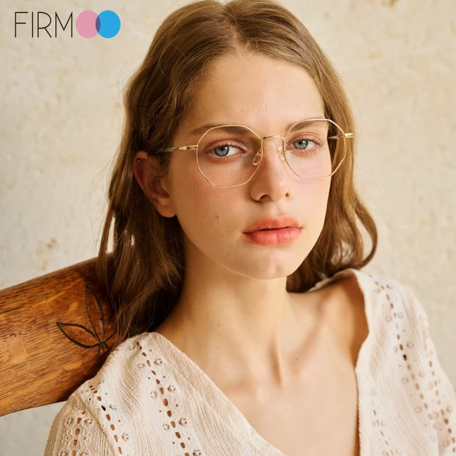 Alt view image 3 of 5 - Firmoo Polygon Blue Light Blocking Glasses for Woman Men, Silver Blue Light Filter Computer Glasses Reduce Eyestrain Headache Metal Glasses