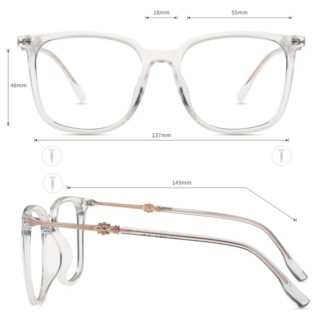 Alt view image 4 of 5 - Firmoo Square Blue Light Blocking Glasses Reduce Eye Strain Computer Gaming Eyeglasses Bluelight Glasses for Woman/Men, Clear