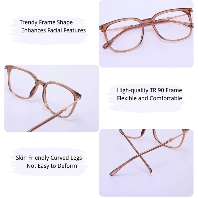 Alt view image 5 of 5 - Firmoo Square Blue Light Blocking Glasses Reduce Eye Strain Computer Gaming Eyeglasses Bluelight Glasses for Woman/Men, Clear