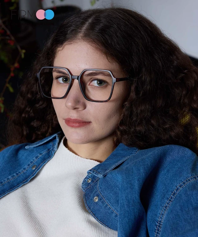Alt view image 2 of 5 - Firmoo Blue Light Blocking Glasses for Women/Men, Oversized Square Brown Frame Computer Glasses for Screen, YC1291
