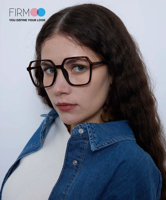 Alt view image 3 of 5 - Firmoo Blue Light Blocking Glasses for Women/Men, Oversized Square Brown Frame Computer Glasses for Screen, YC1291