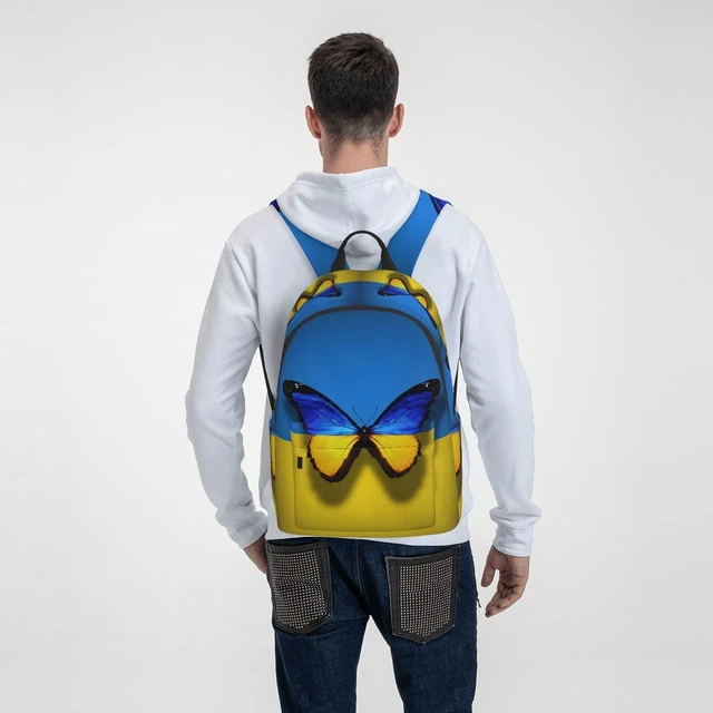 Alt view image 2 of 5 - FeHuew 16 inch backpack Ukrainian Flag Butterfly Laptop Backpack Full Print School Bookbag Shoulder Bag for Travel Daypack
