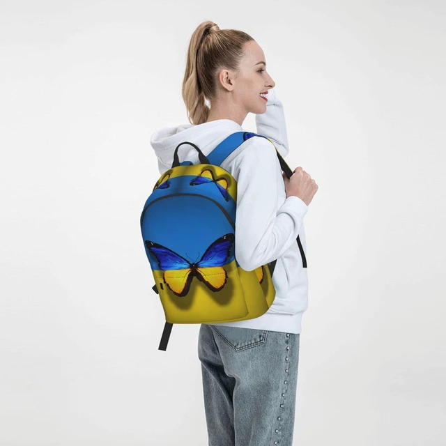 Alt view image 3 of 5 - FeHuew 16 inch backpack Ukrainian Flag Butterfly Laptop Backpack Full Print School Bookbag Shoulder Bag for Travel Daypack