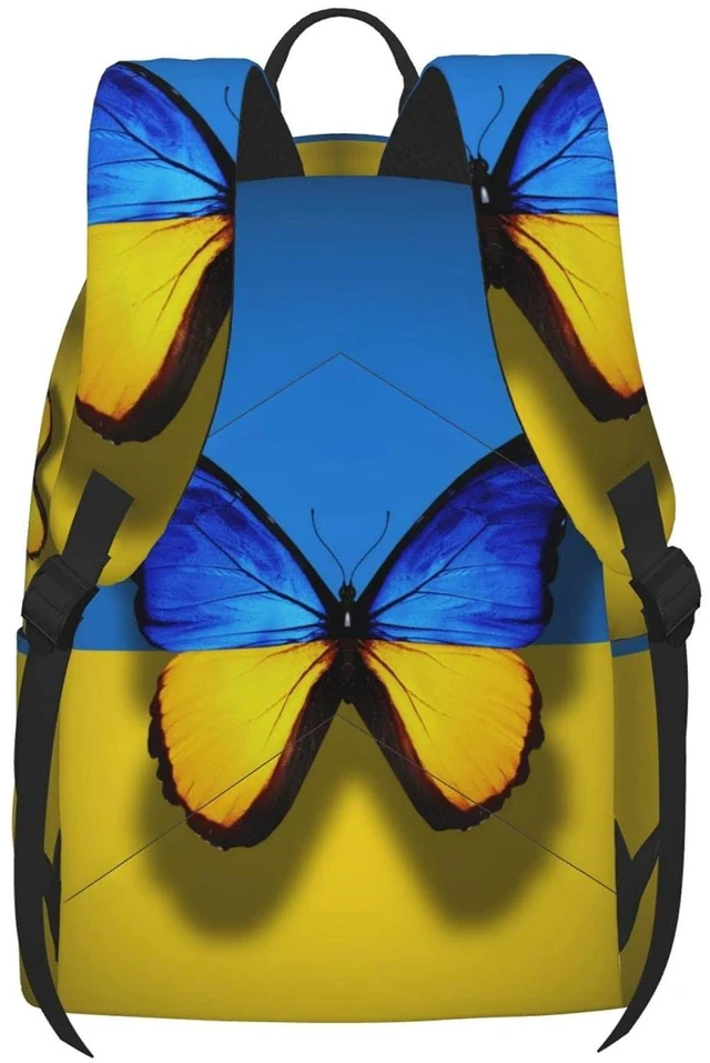 Alt view image 4 of 5 - FeHuew 16 inch backpack Ukrainian Flag Butterfly Laptop Backpack Full Print School Bookbag Shoulder Bag for Travel Daypack