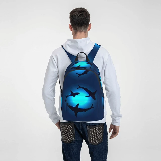 Alt view image 2 of 5 - FeHuew 16 inch backpack Sea Animals Shark Laptop Backpack Full Print School Bookbag Shoulder Bag for Travel Daypack