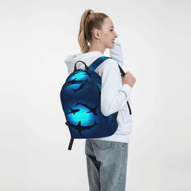 Alt view image 3 of 5 - FeHuew 16 inch backpack Sea Animals Shark Laptop Backpack Full Print School Bookbag Shoulder Bag for Travel Daypack