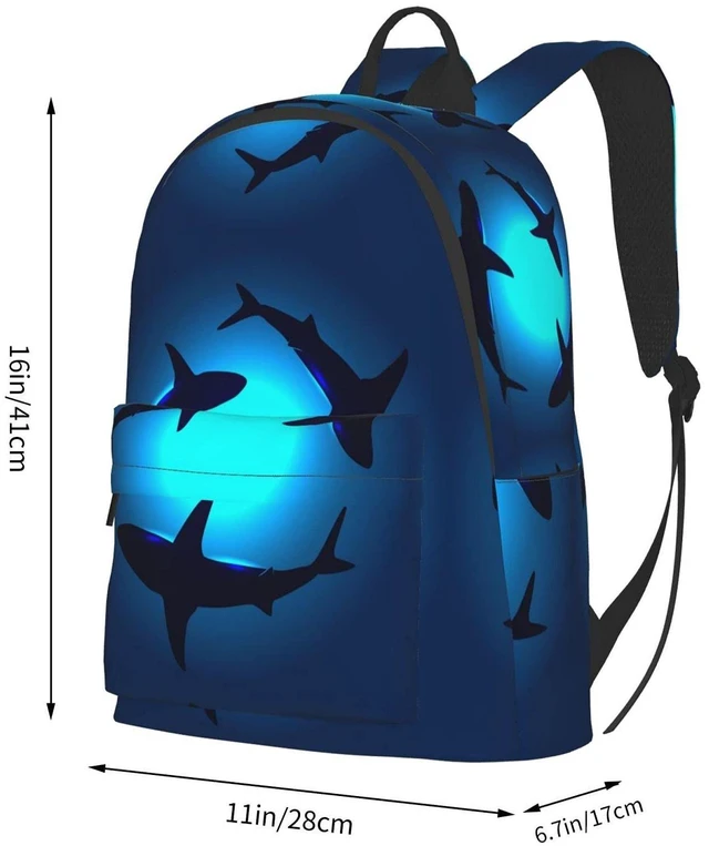 Alt view image 5 of 5 - FeHuew 16 inch backpack Sea Animals Shark Laptop Backpack Full Print School Bookbag Shoulder Bag for Travel Daypack