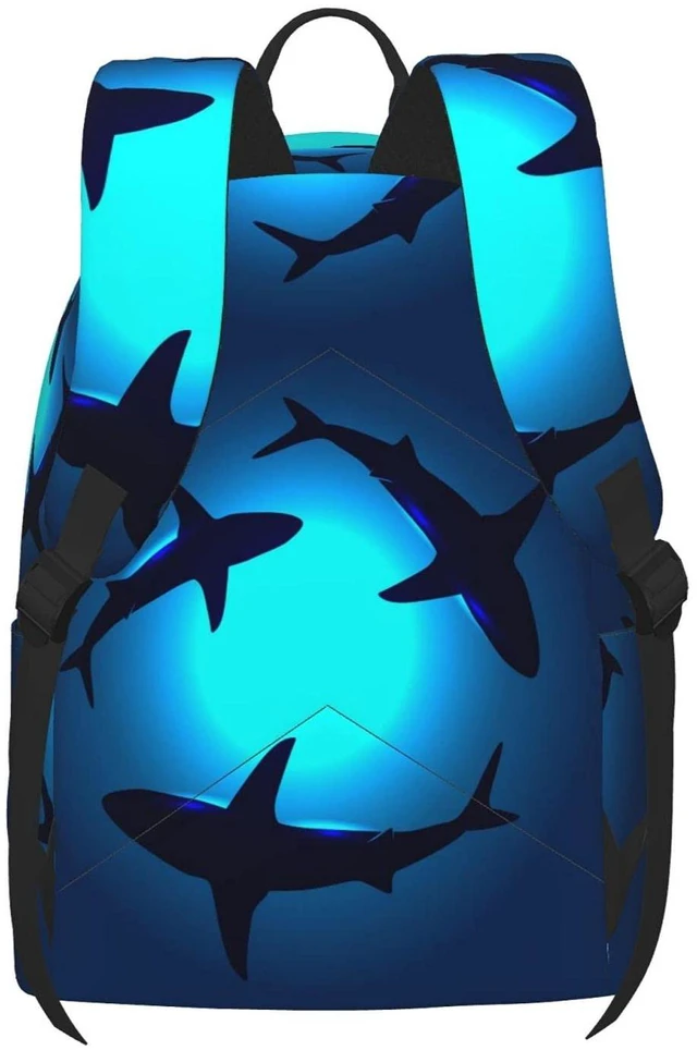 Alt view image 4 of 5 - FeHuew 16 inch backpack Sea Animals Shark Laptop Backpack Full Print School Bookbag Shoulder Bag for Travel Daypack