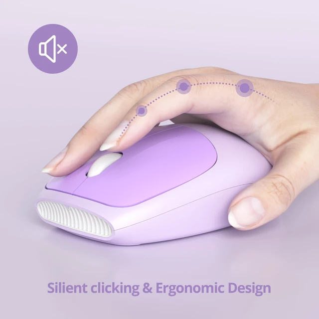 Alt view image 5 of 5 - Fogruaden Quiet Purple Wireless Keyboard and Mouse, 2.4GHz Retro Cute Typewriter-Style Full-Size Colorful Keyboard and Mouse Combo, Slim Design, Low-Noise Typing for Home, Office, Windows PC, L