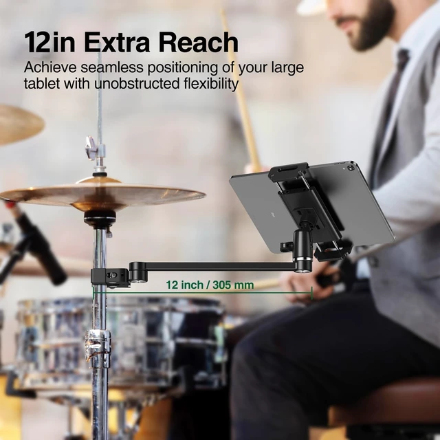 Alt view image 2 of 5 - elitehood 12in Long Arm iPad Mic Stand Mount for Microphone Music Stand