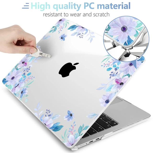 Alt view image 4 of 5 - MEEgoodo for M5/M4/M3/M2 MacBook Air 15 inch Case 2026 2025 2024 2023, Case Fit Model (A3448/A3241/A3114/A2941) for MacBook Air 15.3 inch, Soft Purple Floral