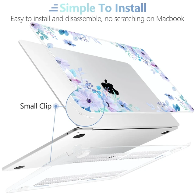 Alt view image 5 of 5 - MEEgoodo for M5/M4/M3/M2 MacBook Air 15 inch Case 2026 2025 2024 2023, Case Fit Model (A3448/A3241/A3114/A2941) for MacBook Air 15.3 inch, Soft Purple Floral