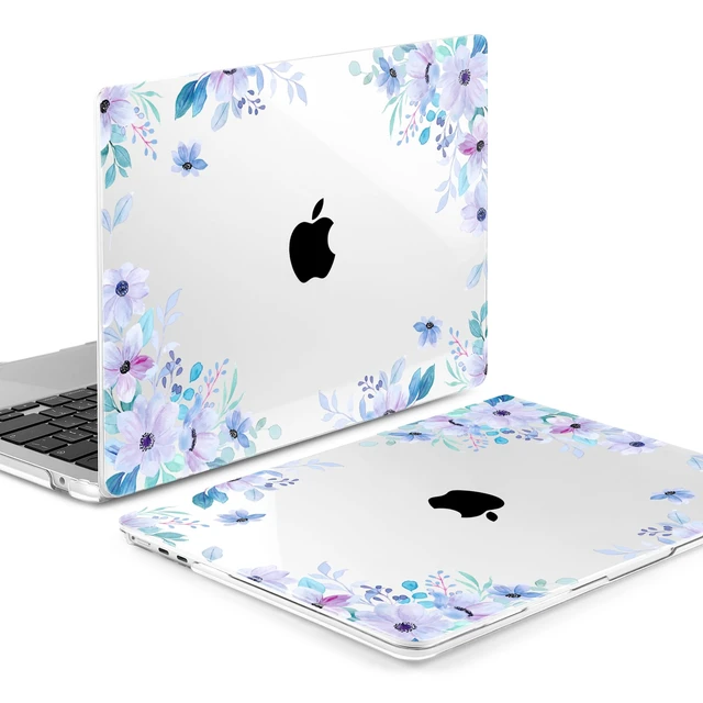 Alt view image 3 of 5 - MEEgoodo for M5/M4/M3/M2 MacBook Air 15 inch Case 2026 2025 2024 2023, Case Fit Model (A3448/A3241/A3114/A2941) for MacBook Air 15.3 inch, Soft Purple Floral