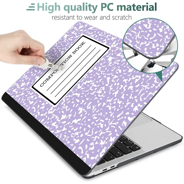 Alt view image 3 of 5 - MEEgoodo Case for MacBook Pro 13 inch Case with M2 Chip 2022 2021 2020 New A2338 M1 A2251 A2289, Hard Shell with Keyboard & Camera Cover Compatible with 13 inch MacBook Pro, Composition Book Purple