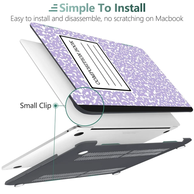 Alt view image 4 of 5 - MEEgoodo Case for MacBook Pro 13 inch Case with M2 Chip 2022 2021 2020 New A2338 M1 A2251 A2289, Hard Shell with Keyboard & Camera Cover Compatible with 13 inch MacBook Pro, Composition Book Purple