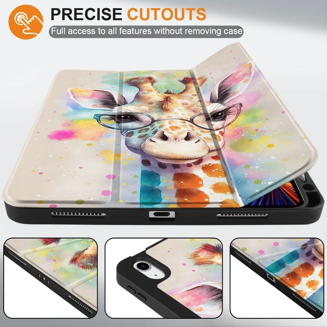 Alt view image 2 of 5 - MEEgoodo for M4/M3/M2 iPad Air 11 inch Case 2026 2025 2024,Case for iPad Air 5th Generation/iPad Air 4th Gen 10.9 inch 2022 2020, Tablet Cover with Soft TPU Back Shell, Giraffe
