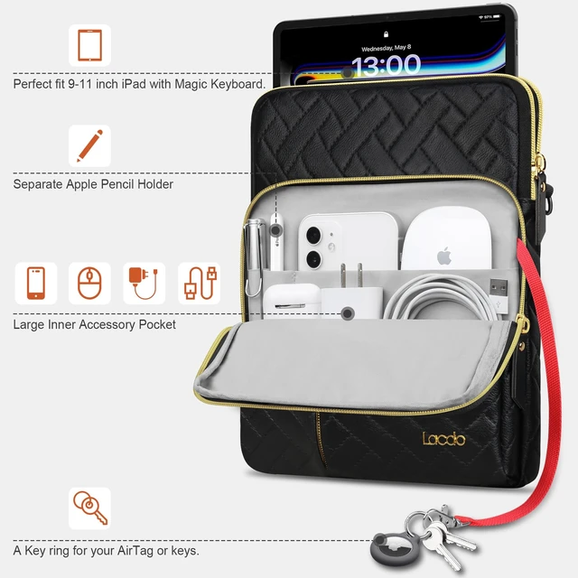 Alt view image 2 of 5 - Lacdo Tablet Sleeve Bag for 11 inch iPad A16 / 11 inch iPad Air M4 M3 M2 / 11" iPad Pro M5 M4 / 10.9" ipad/Ipad Air / 10.2" iPAD, 11" Samsung Galaxy Tab A9+ Tablet Shoulder Bag Carrying Case, Bl