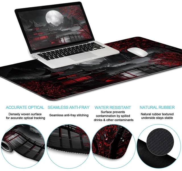 Alt view image 4 of 5 - LIMKRIAN Japanese Ergonomic Mouse Pad with Wrist Rest, Large Desk Mat Set