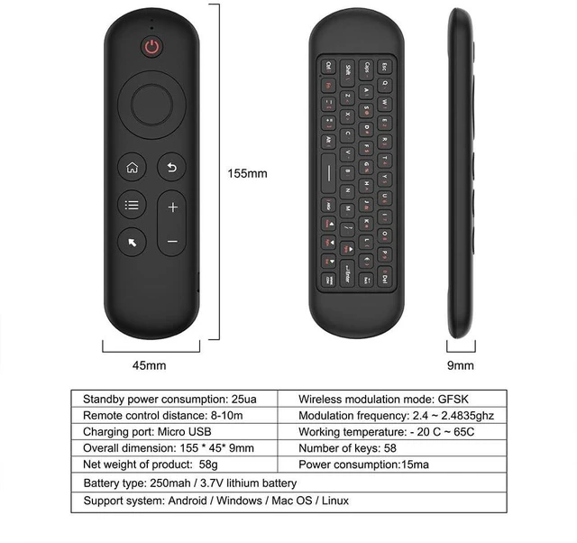 Alt view image 4 of 5 - LUVI Air Mouse Remote Control Mouse Wireless Mini Keyboard 2.4G & BT5.2 Motion Sensing Backlit Rechargeable Compatible with Android TV Box/PC/Smart TV/Projector/All-in-one PC/MAC