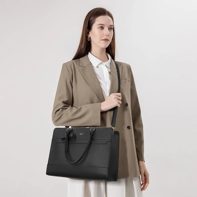 Alt view image 3 of 5 - Keyli 3pc Sets Laptop Bag Work Bags for Women,15.6 Inch Laptop Tote Bag Purses Waterproof Vegan Leather Computer Briefcase Professional Business Shoulder Handbags for Teacher Office Travel Black