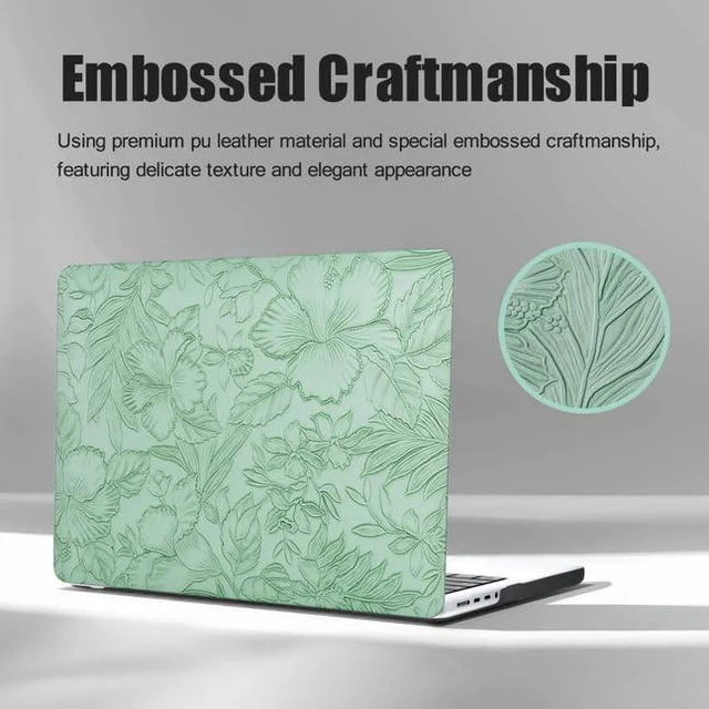 Alt view image 3 of 5 - Floral Case for MacBook Pro 16 inch M5 2026-2021 M4 M3 M2 M1 Pro Max, Green