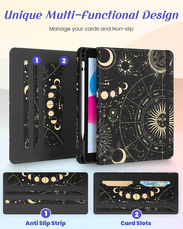 Alt view image 3 of 5 - Kidcube for iPad (A16) 11th/for iPad 10th Generation Case,Sun Moon Stars