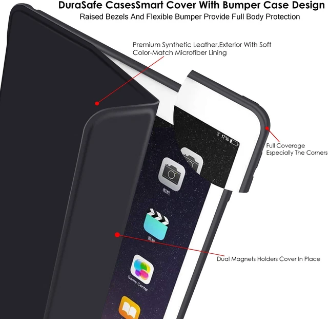 Alt view image 5 of 5 - DuraSafe Cases for iPad 9.7 inch Air 2 Gen 2014 Case A1566 MGLW2LL/A MGL12LL/A MH0W2LL/A A1567 MGKM2LL/A MH182LL/A MGKL2LL/A MGTY2LL/A MH1J2LL/A MGTX2LL/A MH2V2LL/A MH2W2LL/A MH2U2LL/A - Black