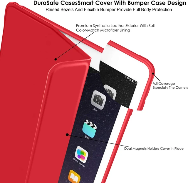 Alt view image 5 of 5 - DuraSafe Cases for iPad 2014 Air 2nd 9.7 inch TPU Cover A1566 MGLW2LL/A MGL12LL/A MH0W2LL/A A1567 MGKM2LL/A MH182LL/A MGKL2LL/A MGTY2LL/A MH1J2LL/A MGTX2LL/A MH2V2LL/A MH2W2LL/A MH2U2LL/A - Red