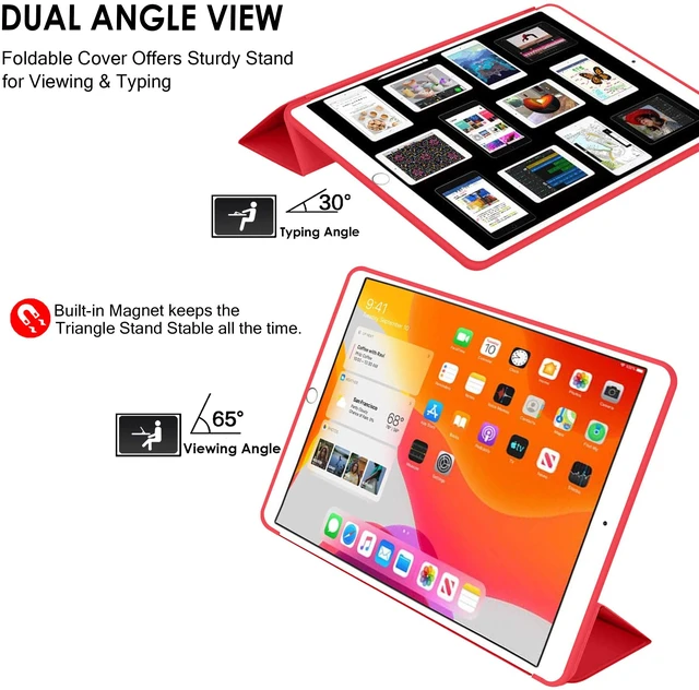 Alt view image 4 of 5 - DuraSafe Cases for iPad 2014 Air 2nd 9.7 inch TPU Cover A1566 MGLW2LL/A MGL12LL/A MH0W2LL/A A1567 MGKM2LL/A MH182LL/A MGKL2LL/A MGTY2LL/A MH1J2LL/A MGTX2LL/A MH2V2LL/A MH2W2LL/A MH2U2LL/A - Red