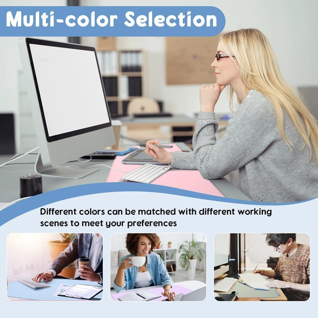 Alt view image 5 of 5 - Konohan Heated Desk Mat PU Warm Mouse Pad,Gray-Blue Color,31.5" X 13"