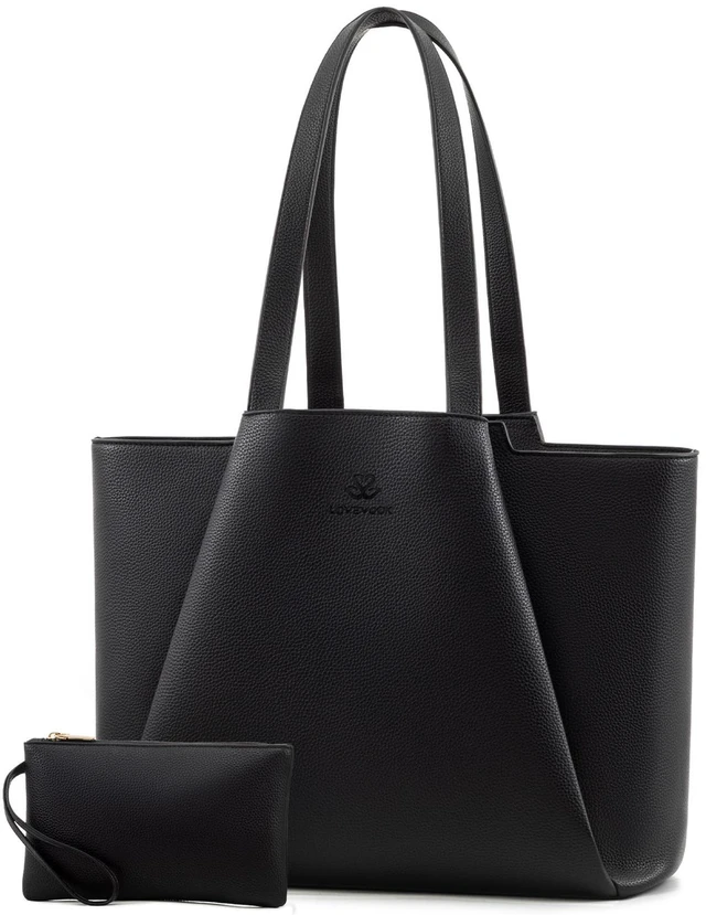 Main image of LOVEVOOK Work Tote Bags for Women - PU Leather Laptop Tote Bag for Women with Clutch, Large Capacity Office Purse Computer Briefcase for Casual Business Travel