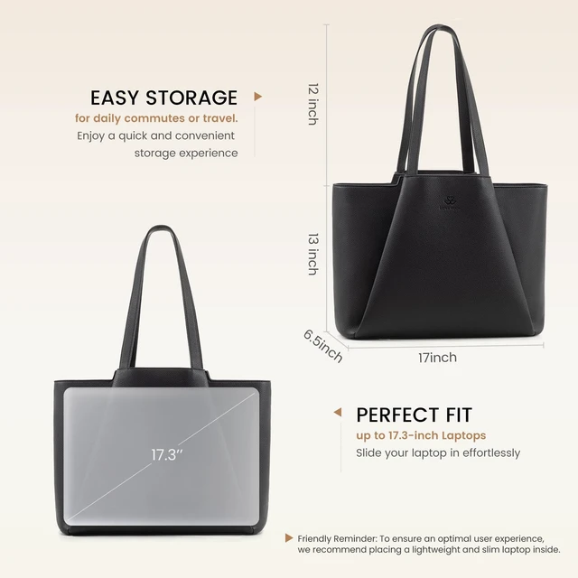 Alt view image 4 of 5 - LOVEVOOK Work Tote Bags for Women - PU Leather Laptop Tote Bag for Women with Clutch, Large Capacity Office Purse Computer Briefcase for Casual Business Travel