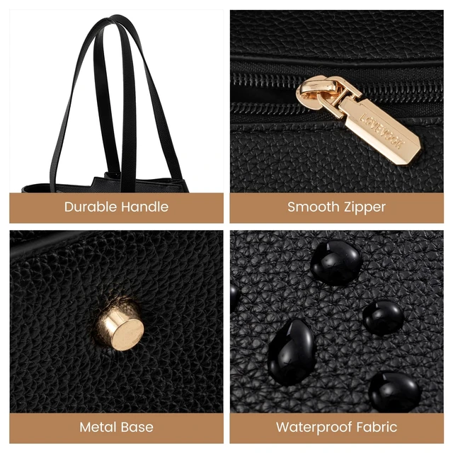 Alt view image 5 of 5 - LOVEVOOK Work Tote Bags for Women - PU Leather Laptop Tote Bag for Women with Clutch, Large Capacity Office Purse Computer Briefcase for Casual Business Travel