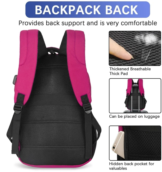 Alt view image 4 of 5 - LARIPOP 15.6 Inch Laptop Backpack,30L Lightweight Oxford Travel Business Carry-On for Men Women, Water-Resistant Computer Bag with USB Charging, Anti-Theft Pocket, Luggage Strap, Ergonomic Padded Back
