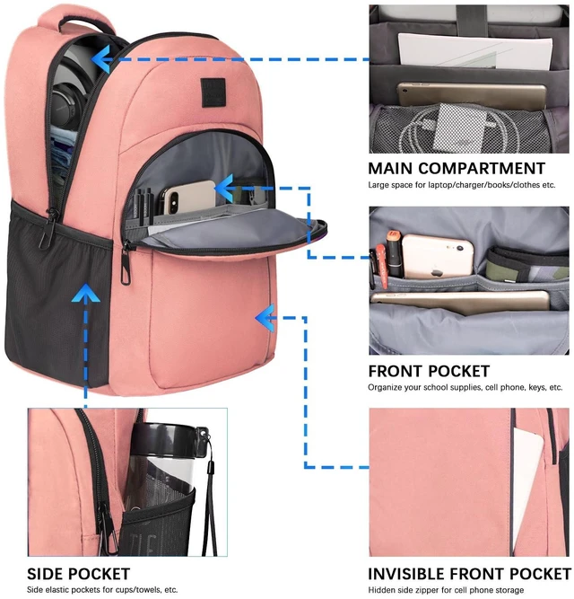 Alt view image 2 of 5 - LARIPOP 15.6 Inch Laptop Backpack,30L Lightweight Oxford Travel Business Carry-On for Men Women, Water-Resistant Computer Bag with USB Charging, Anti-Theft Pocket, Luggage Strap, Ergonomic Padded Back